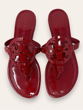 Tory Burch Patent Leather Miller Sandal Deep Red 9 Women’s